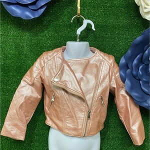 Me Jane Mini pink faux leather biker jacket size 3T